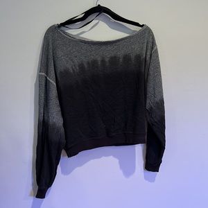 Electric & Rose NWOT Asymmetric long sleeve black grey tie dye ombré top XS